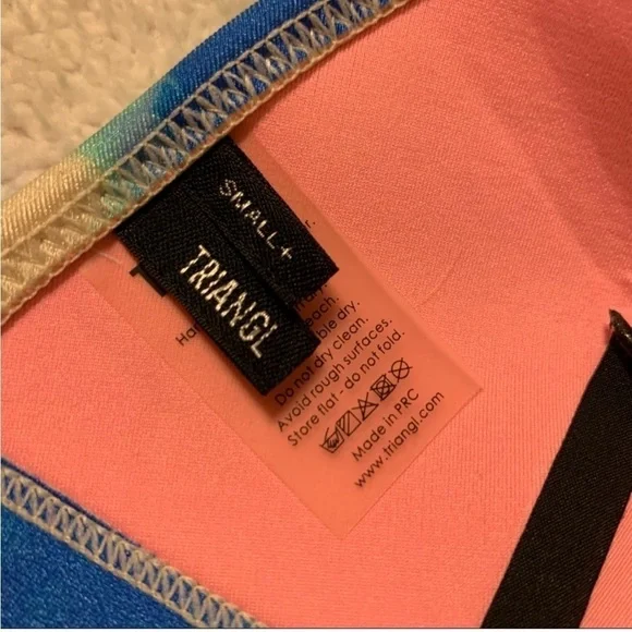 Triangl Bibi Luna Blue Cream Tie Dye Triangle Bikini Top Bright Swim - Picture 12 of 13